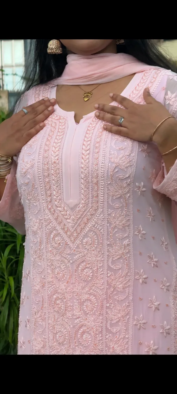 Viscose_3_Piece_Kurta_Set_-_Carrot_Pink