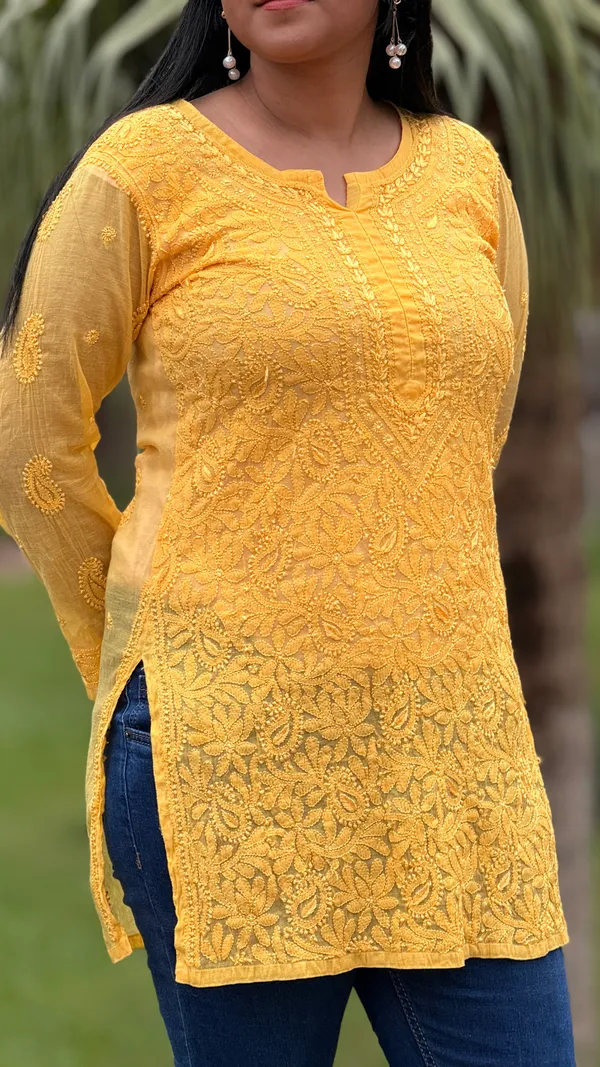 Pure_Mul_Chanderi_Top_-_Bright_Yellow