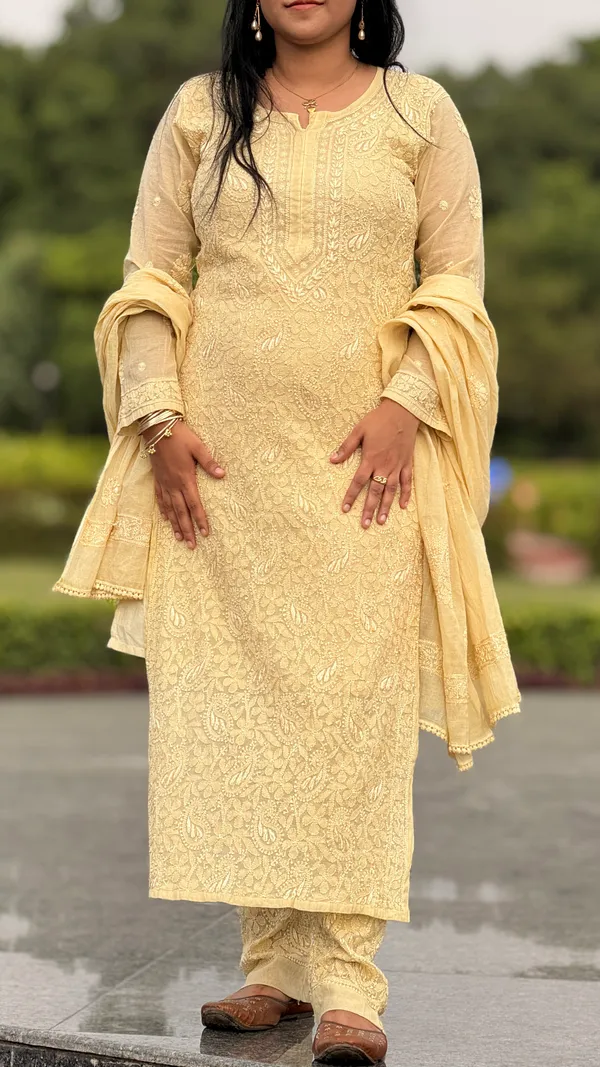 Pure_Mul_Chanderi_4_Piece_Kurta_-_Beige