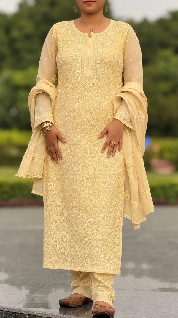 Pure_Mul_Chanderi_4_Piece_Kurta_-_Beige