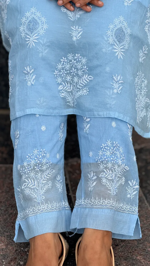 Mul_Chanderi_4_Piece_Kurta_Set_-_Sky_Blue