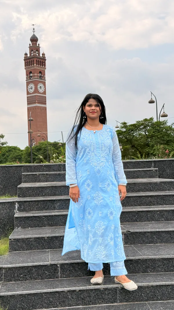 Mul_Chanderi_4_Piece_Kurta_Set_-_Sky_Blue
