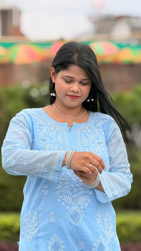 Mul_Chanderi_4_Piece_Kurta_Set_-_Sky_Blue