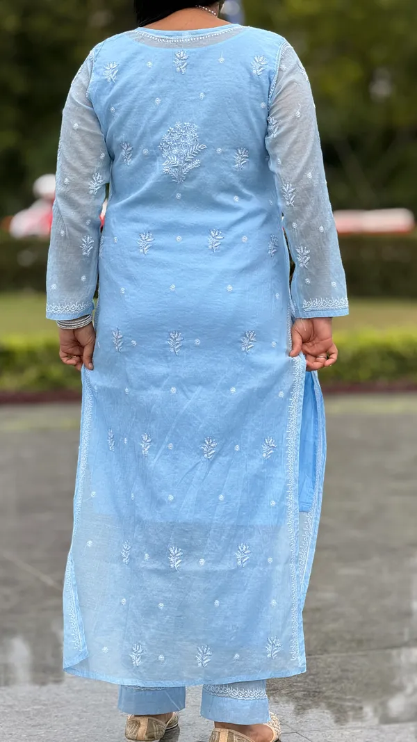 Mul_Chanderi_4_Piece_Kurta_Set_-_Sky_Blue