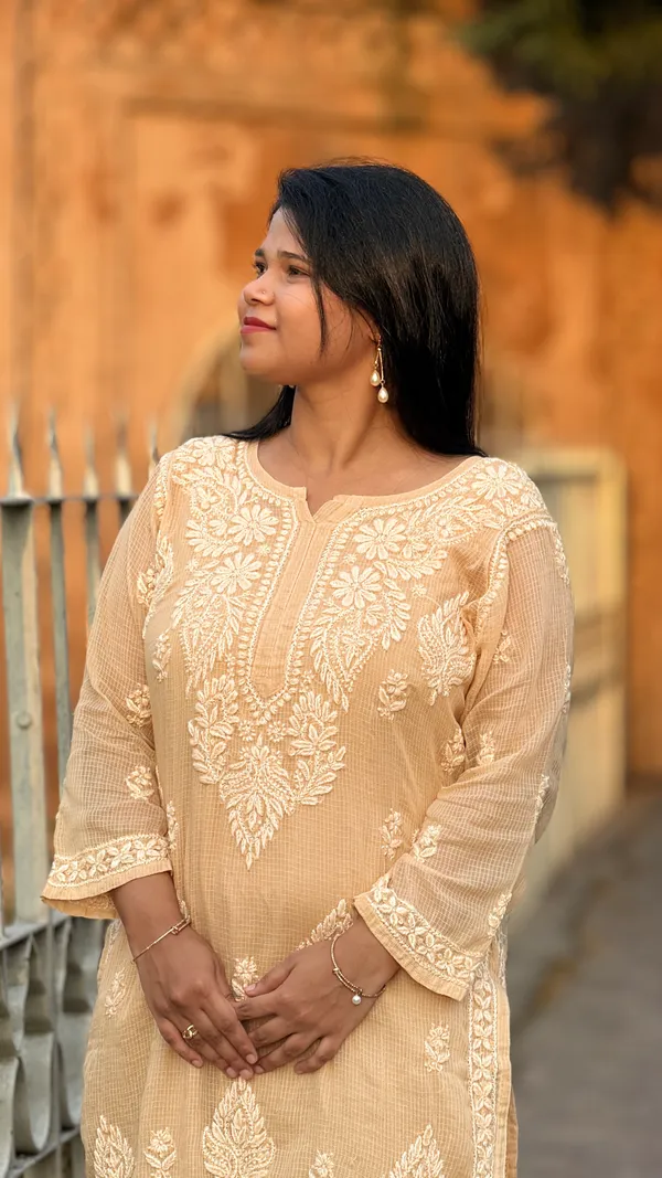 Pure_Kota_Doria_Chikankari_Kurta_-_Beige