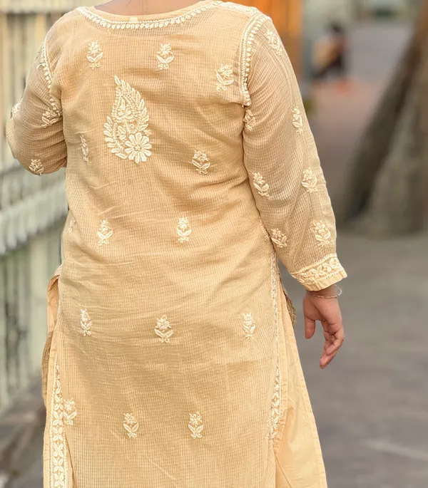 Pure_Kota_Doria_Chikankari_Kurta_-_Beige