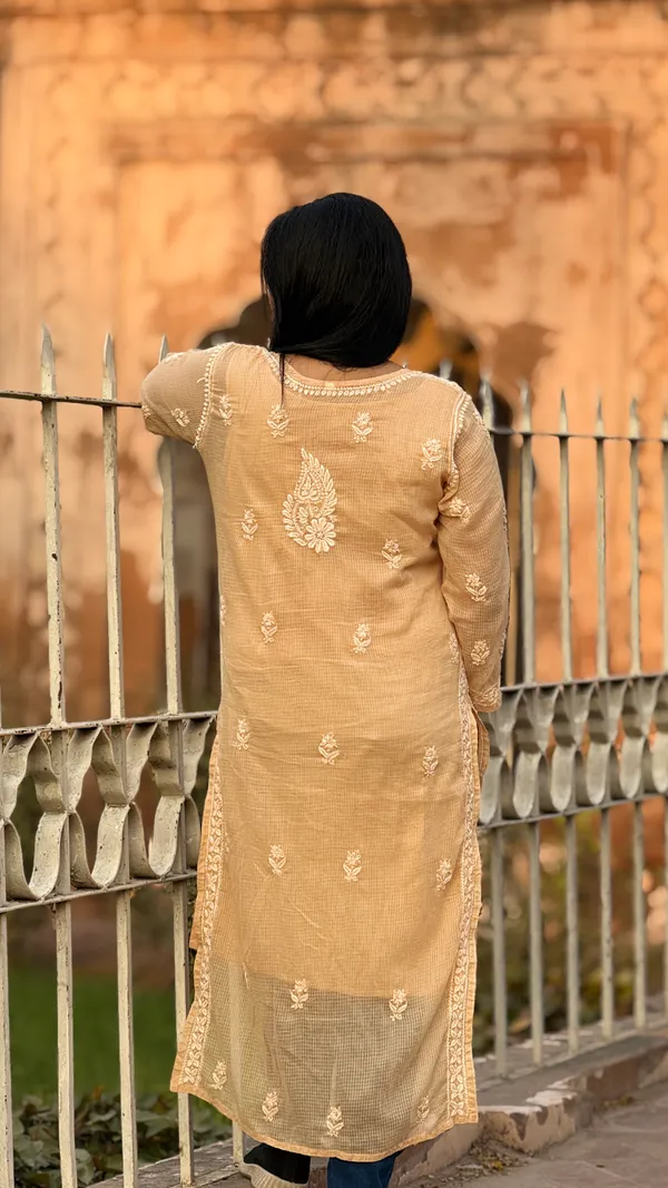 Pure_Kota_Doria_Chikankari_Kurta_-_Beige