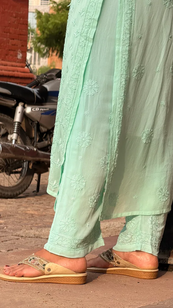 Pure_Viscose_3_Piece_Kurta_set_-_Sea_Green