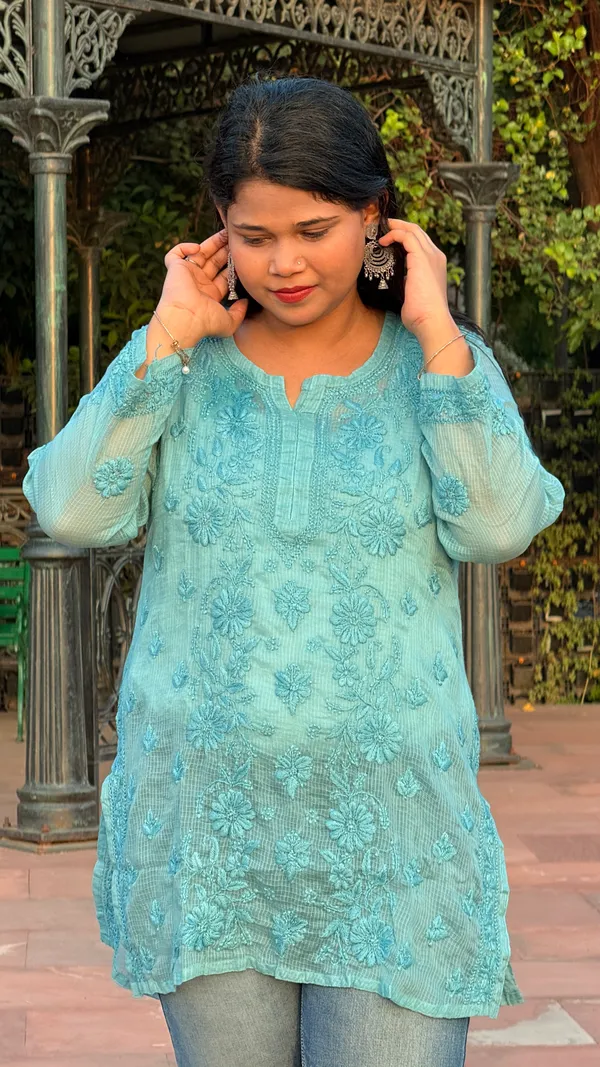 Pure_Kota_Doria_Chikankari_Top_-_Dusty_Green