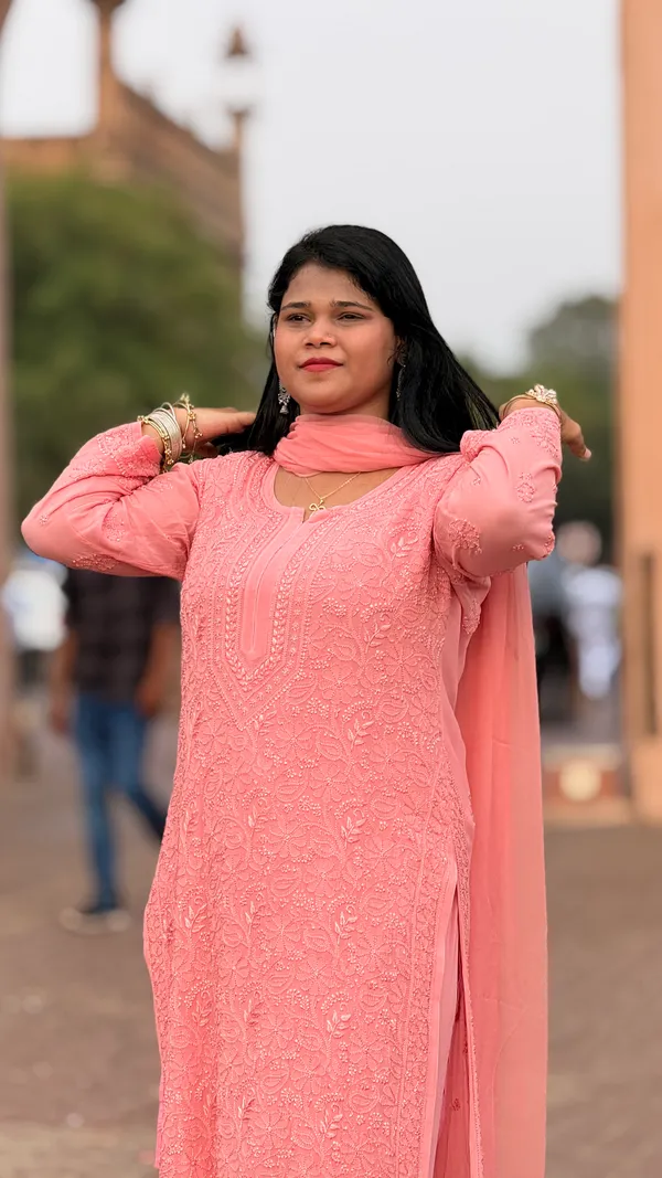 Viscose_3_Piece_Kurta_Set_-_Carrot_Pink