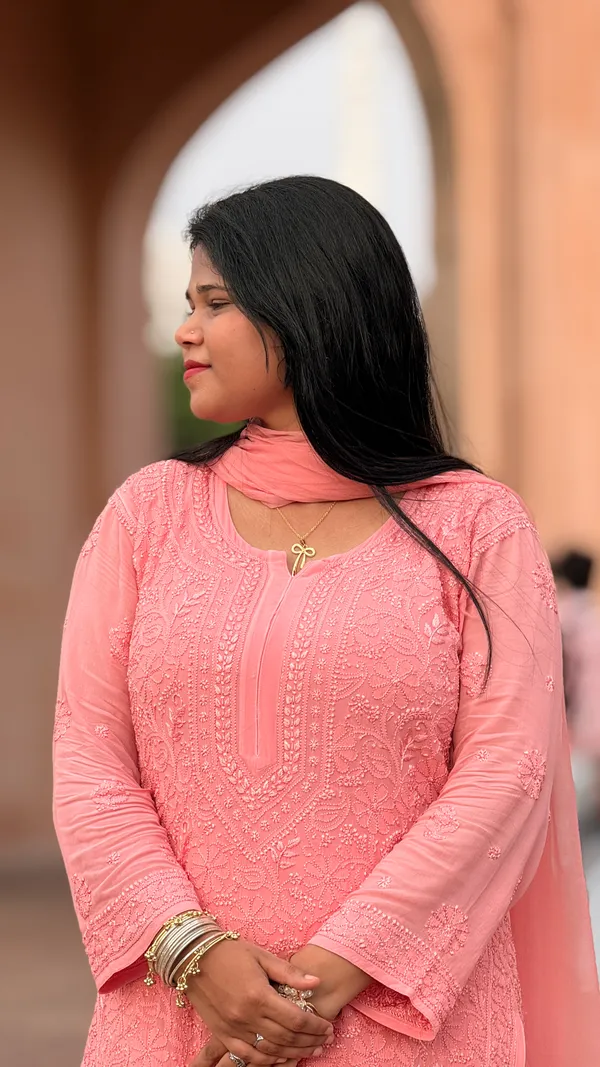 Viscose_3_Piece_Kurta_Set_-_Carrot_Pink