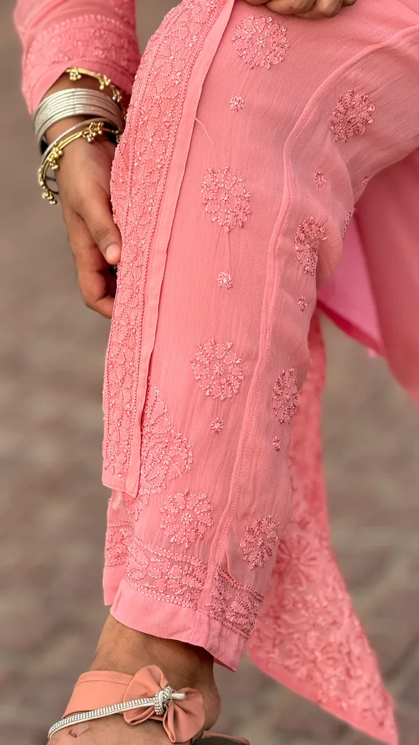 Viscose_3_Piece_Kurta_Set_-_Carrot_Pink