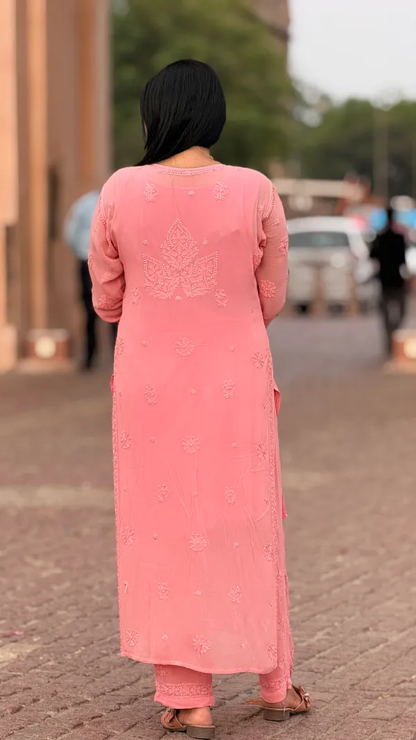 Viscose_3_Piece_Kurta_Set_-_Carrot_Pink