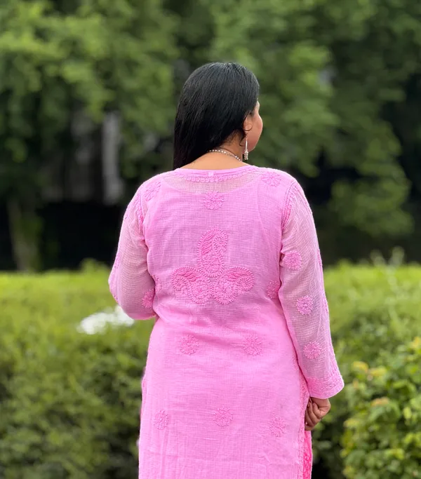 Pure_Kota_Doria_4_Piece_Kurta_Set_-_Dark_Pink