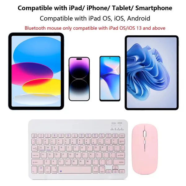 Pink_Wireless_Bluetooth_Slim_Keyboard_And_Mouse_Combo