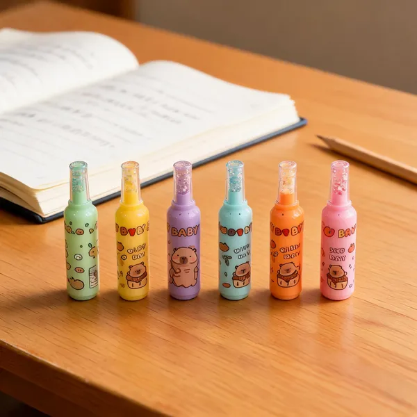 Capybara_Bottle_Shaped_Multicolor_Highlighters_Set_Of_6