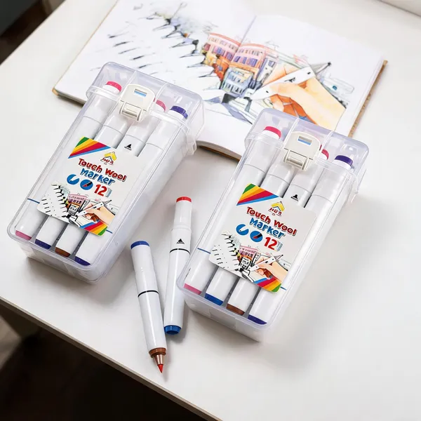 12_Shade_Dual_Tip_Chisel_Blendable_Marker_Set_-_Pack_Of_2