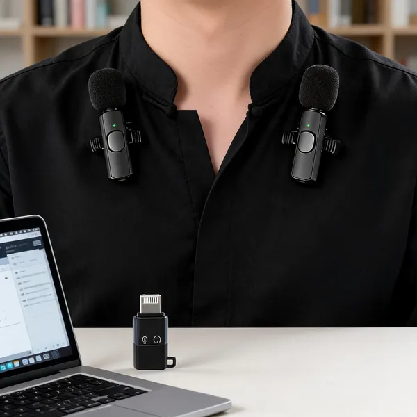 Everlite_K9_Black_Dual_Wireless_Lavalier_Microphone_With_Receiver