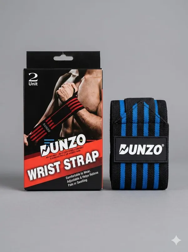 Black_And_Blue_Striped_Woven_Fabric_Gym_Wrist_Strap_Pair