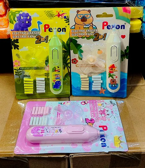 Multicolor_2-In-1_Electric_Eraser_&_Mini_Fan_With_Refills_Pack_Of_3