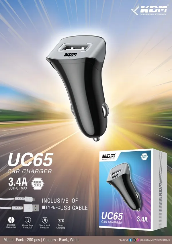 3.4A_Car_Charger_With_Type-C_Usb_Cable_Black