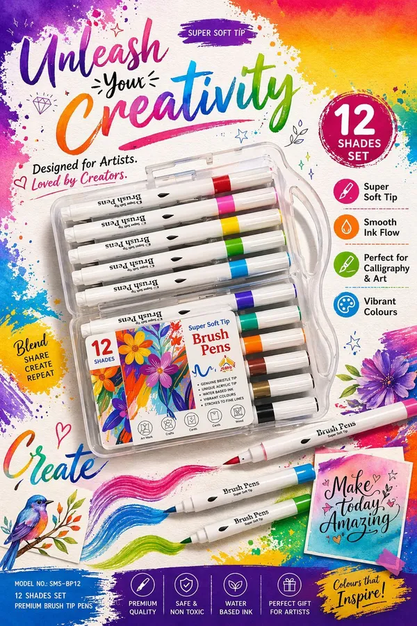 12_Shades_Soft_Tip_Brush_Pens_Set_For_Calligraphy_And_Art