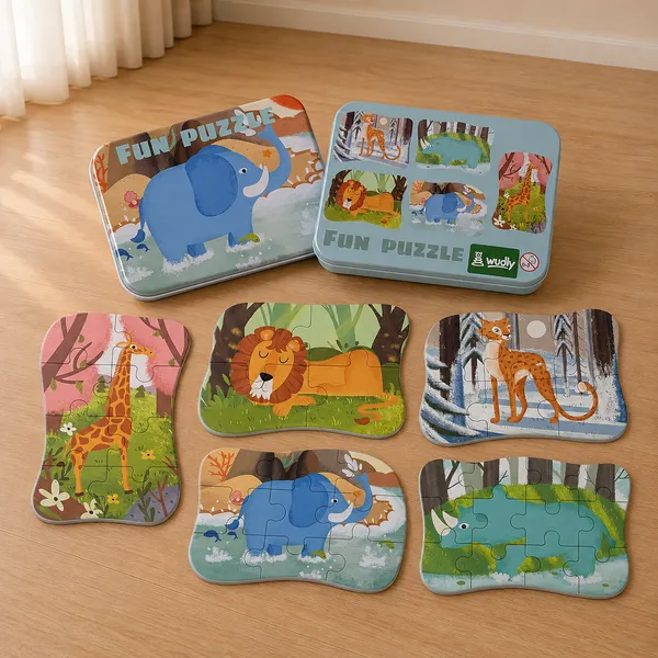 Wudly_Wooden_Progressive_Puzzle_Metal_Box_Forest_Animal_Bus_Set_Of_5