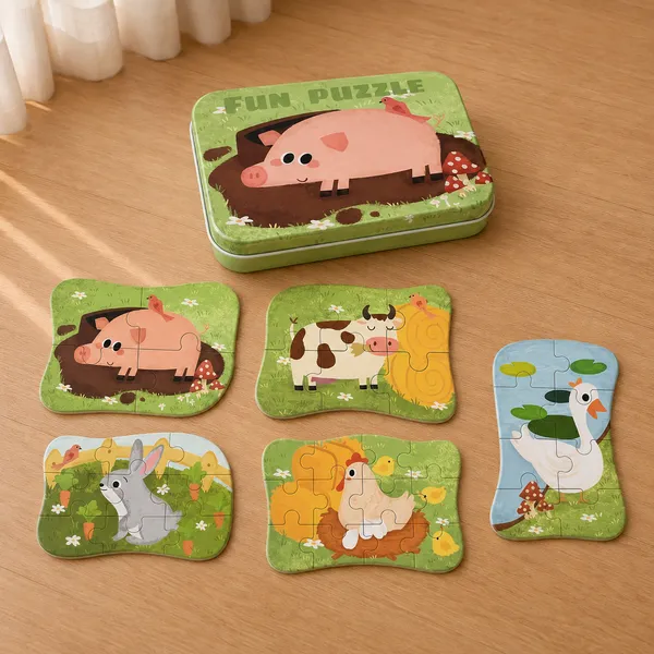 Wudly_Wooden_Progressive_Puzzle_Metal_Box_Land_creature-2(PIGGY)_Set_Of_5