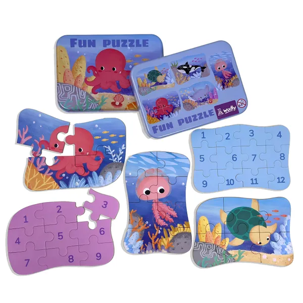 Wudly_Wooden_Progressive_Puzzle_Metal_Box_sea_creature(Flamingo)_Set_Of_5