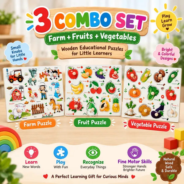Wudly_Wooden_Farm_Fruit_And_Vegetable_Puzzle_Combo_Set