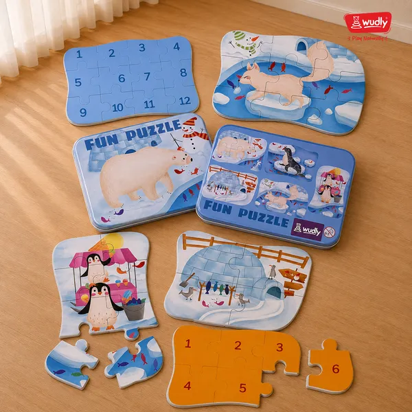 Wudly_Wooden_Progressive_Puzzle_Metal_Box_Polar_animal_Set_Of_5