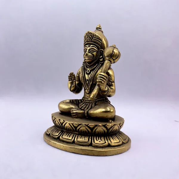 Brass_Seated_Lord_Hanuman_Idol_With_Gada_On_Lotus_Base