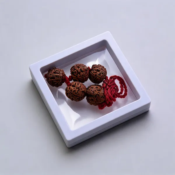 Rudraksha_Beads_Bracelet_With_Red_Thread_In_Display_Frame