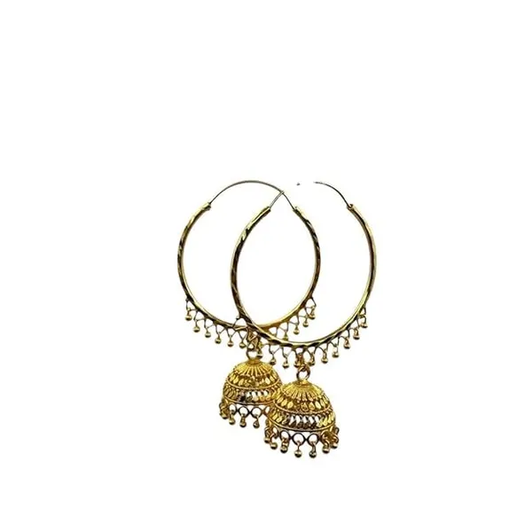 Gold_Plated_Hoop_Jhumka_Earrings_With_Bead_Tassels_Traditional_Indian_Style_Dangle_Earrings_For_Women_Party_Wedding_Ethnic_Fashion_Gift_For_Her