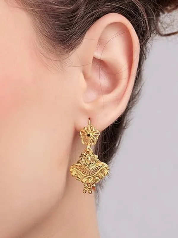 Elegant_Dangling_Earrings_For_Women_Traditional_Floral_Design_With_Hanging_Beads_Festive_Party_And_Wedding_Jewellery