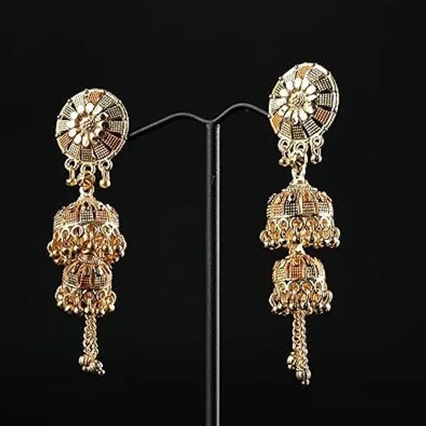 Traditional_Jhumka_Earrings_For_Women_Intricate_Dome_Design_With_Hanging_Beads_Ethnic_Indian_Jewelry_For_Weddings_Festivals_Parties_Special_Occasions