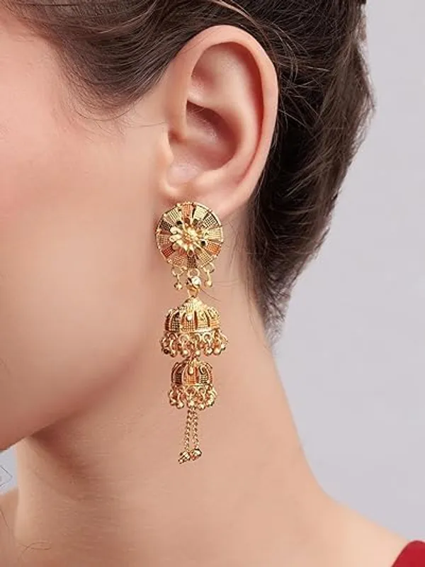 Traditional_Jhumka_Earrings_For_Women_Intricate_Dome_Design_With_Hanging_Beads_Ethnic_Indian_Jewelry_For_Weddings_Festivals_Parties_Special_Occasions