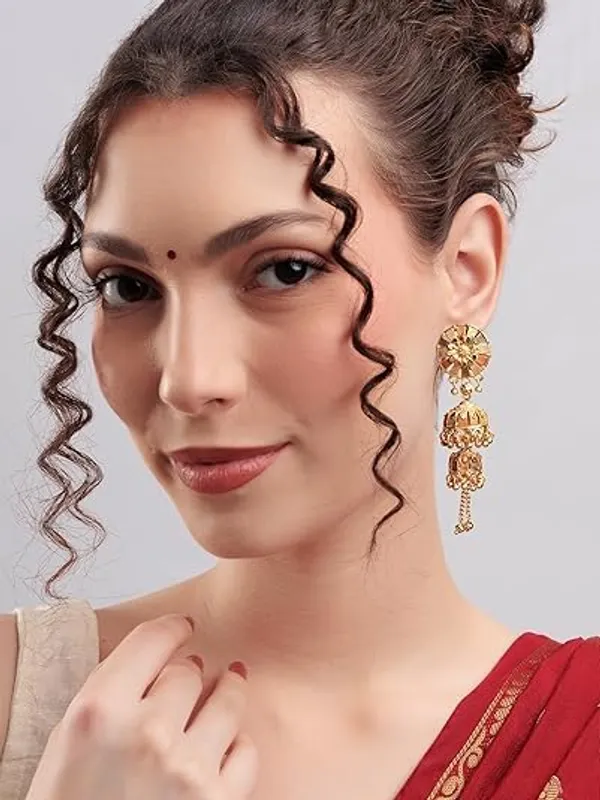 Traditional_Jhumka_Earrings_For_Women_Intricate_Dome_Design_With_Hanging_Beads_Ethnic_Indian_Jewelry_For_Weddings_Festivals_Parties_Special_Occasions