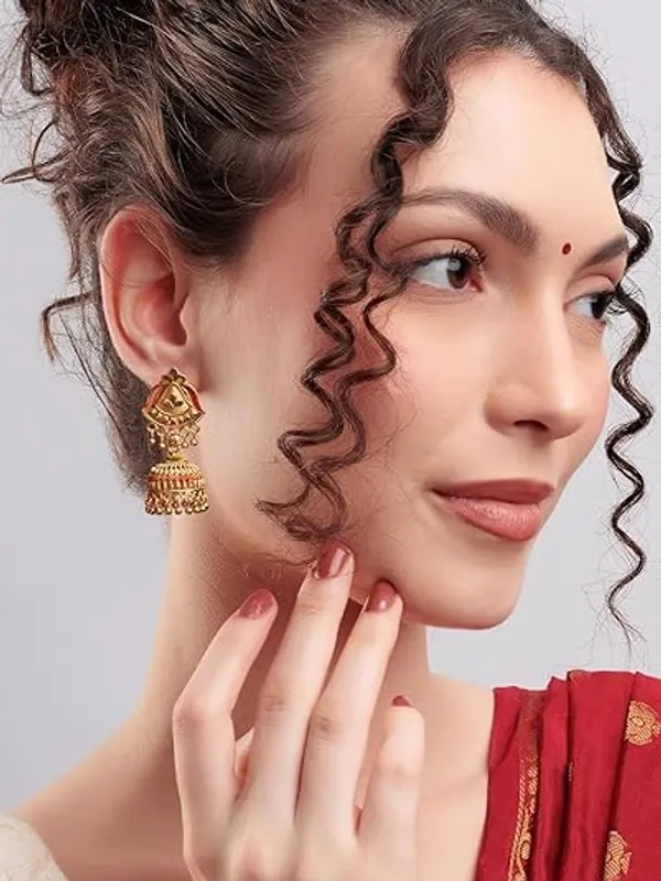 Elegant_Traditional_Indian_Jhumka_Earrings_With_Intricate_Bell_Design_And_Colorful_Accents_For_Women