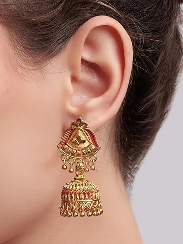Elegant_Traditional_Indian_Jhumka_Earrings_With_Intricate_Bell_Design_And_Colorful_Accents_For_Women