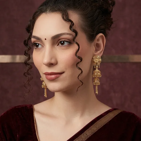 Traditional_Jhumka_Earrings_For_Women_Intricate_Dome_Design_With_Hanging_Beads_Ethnic_Indian_Jewelry_For_Weddings_Festivals_Parties_Special_Occasions