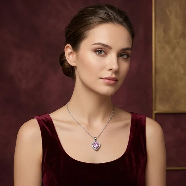 Silver_And_Pink_Heart_Pendant_Necklace