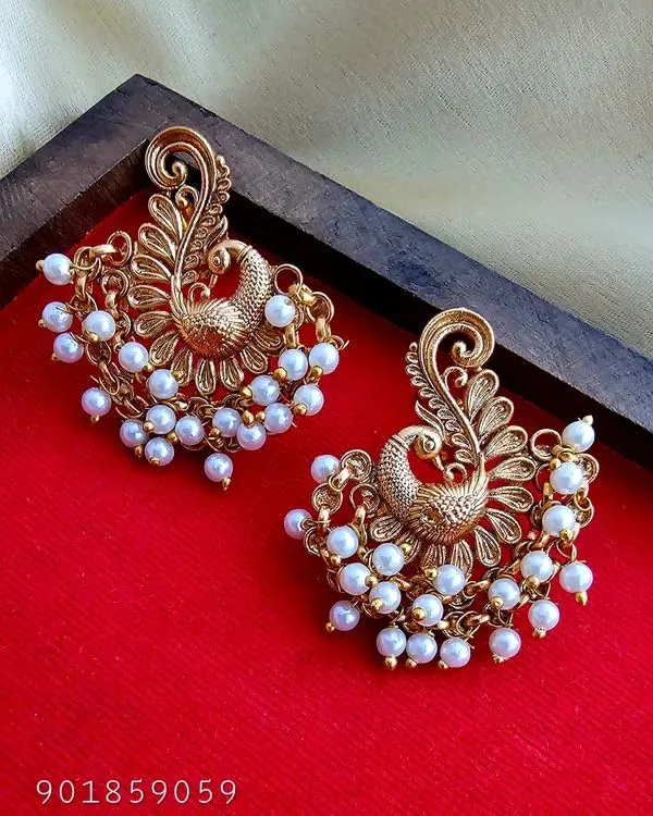Gold_Brass_Pearl_Beaded_Peacock_Design_Stud_Earrings_For_Women_Pack_Of_3