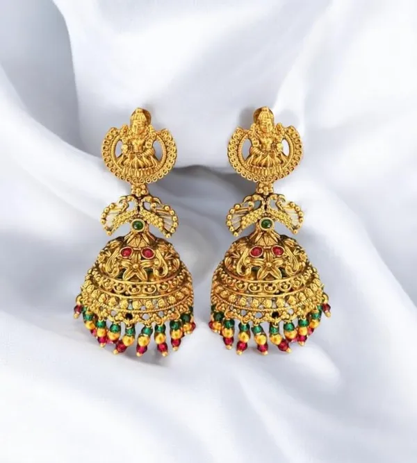 Gold_Brass_Peacock_Motif_Pearl_Beaded_Jhumki_Earrings_For_Women