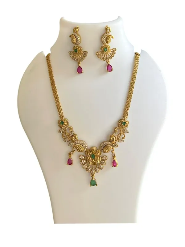 Gold_Alloy_Peacock_American_Diamond_Necklace_Set_For_Women