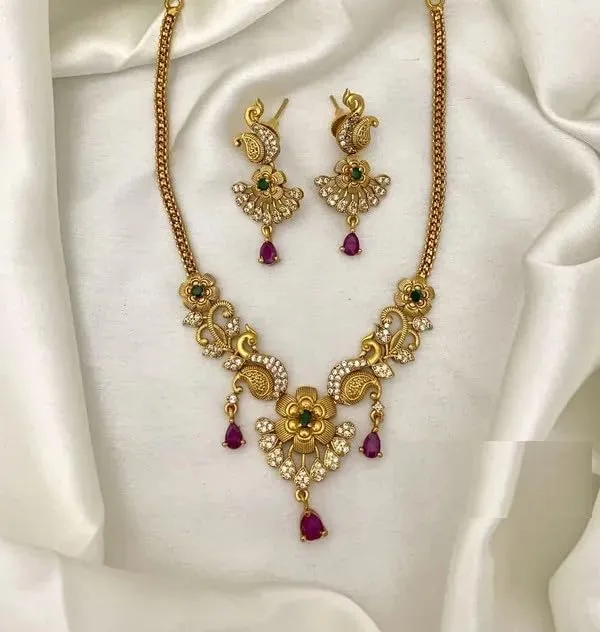 Gold_Alloy_Peacock_American_Diamond_Necklace_Set_For_Women