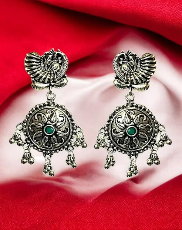 Silver_Alloy_Oxidised_Peacock_Ethnic_Earrings_Set_For_Women_Pack_Of_2
