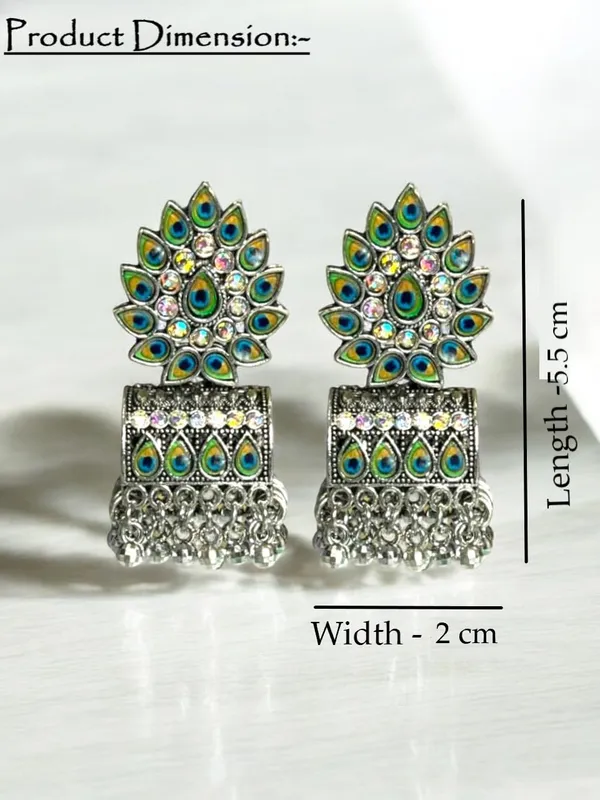 Silver_Oxidised_Ethnic_Peacock_Jhumka_Earrings_Set_For_Women_Pack_Of_2