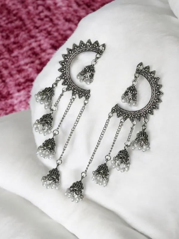 Silver_Alloy_Oxidised_Long_Tassel_Jhumki_Earrings_For_Women