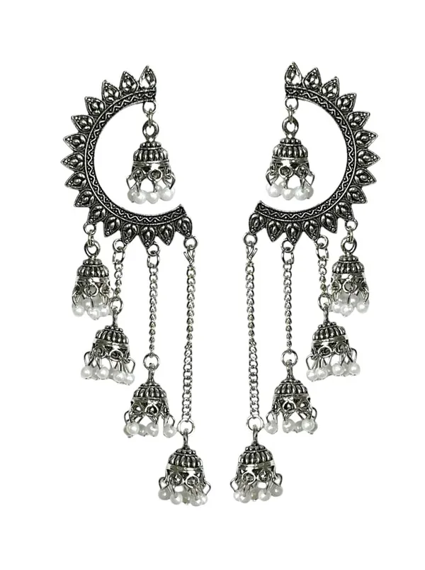 Silver_Alloy_Oxidised_Long_Tassel_Jhumki_Earrings_For_Women